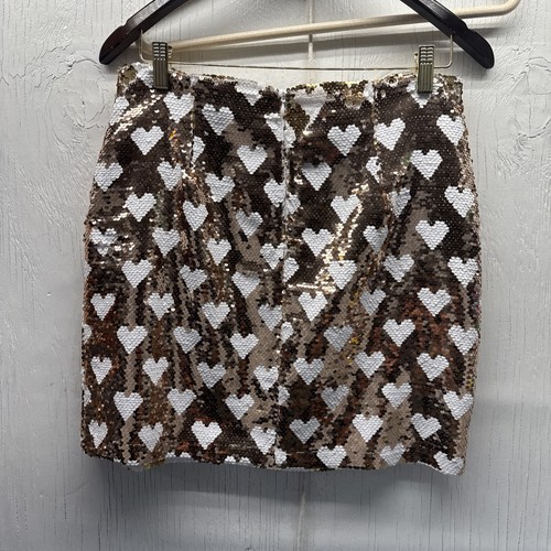 Identify Ditto Girls Skirt Gold And White Sequins White Hearts size Large - Picture 2 of 3