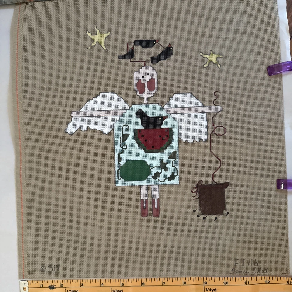 Stitch In Time angel Needlepoint Canvas Handpainted Fanci That Wonderful Xmas - Image 2 of 4