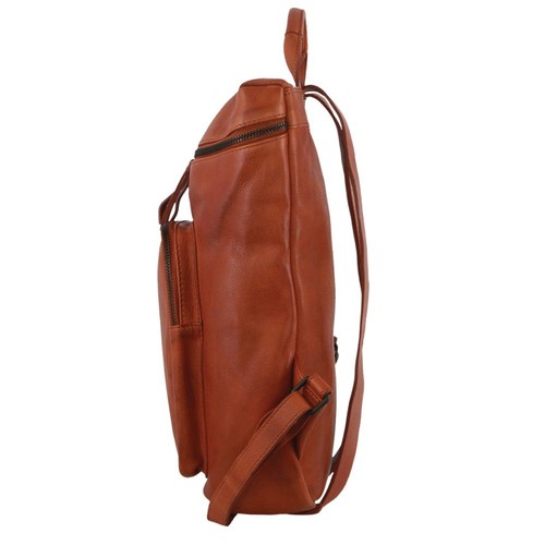 Pierre Cardin Leather Women's Backpack Unisex Backpack 30x15x36cm - Cognac - Picture 3 of 4