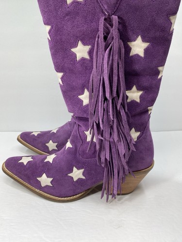 Dingo Stiefel Damengröße 8,5 M Superstar lila Wildleder Cowboy Western Fransen $ 200 - Bild 5 von 11