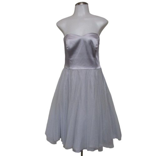 COAST Light Grey Silver Boned Strapless Back Zipper Cocktail Dress US 10