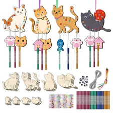 Wind Chime Kit 12 Pack Cat Aviary Fish Bone Wind Bell Children's Toys Home Decor