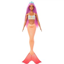 Barbie Meerjungfrau-Puppe mit pinkfarbenem Haar, weicher orangefarbener Schwanzf