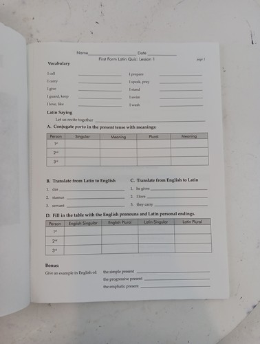 First Form Latin Teachers Manual, Workbook & Test Key, Quizzes and Tests 3 Books - Bild 16 von 19