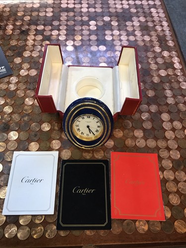 CARTIER PARIS SWISS MANUELLER MECHANISCHER KAMIN REISE PENDULETTE WECKER LAPIS - Bild 1 von 17