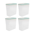 Pack of 4 Green Dry Food Storage Containers Pasta Cereal Kitchenware Plastic 2L
