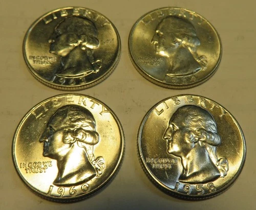 LOT OF (4) Washington Silver Quarters Proof Like