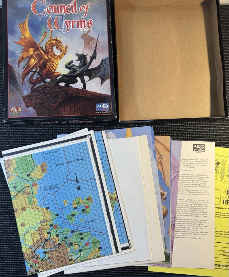 Advanced Dungeons And Dragons Council of Wyrms conjunto en caja incompleto con mapa adicional Foto 2 de 4