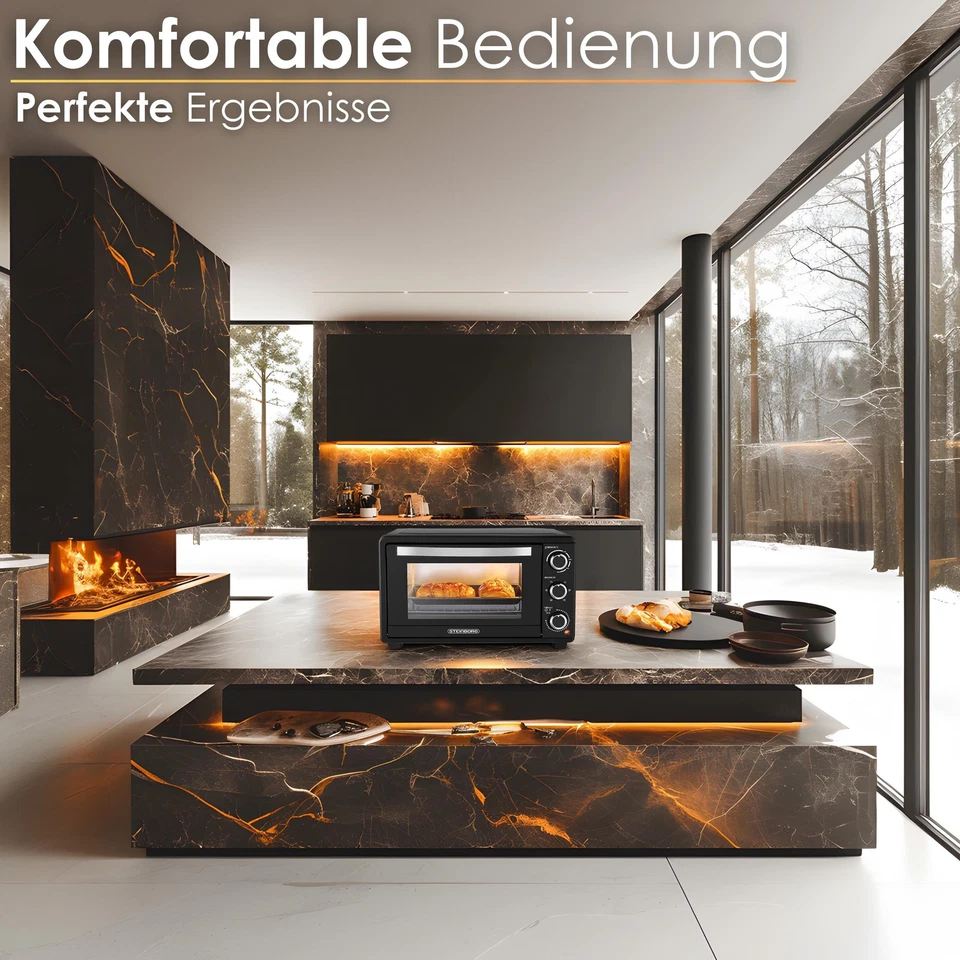 Mini Backofen 25 Liter 3in1 Miniofen Pizzaofen Mini Oven Kleiner Backofen - Bild 4 von 4