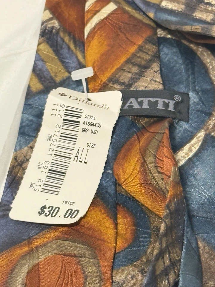 Bugatti 100% Italian Silk Mens Tie 60" x 4" Made in USA Abstract Black - Image 4 of 4