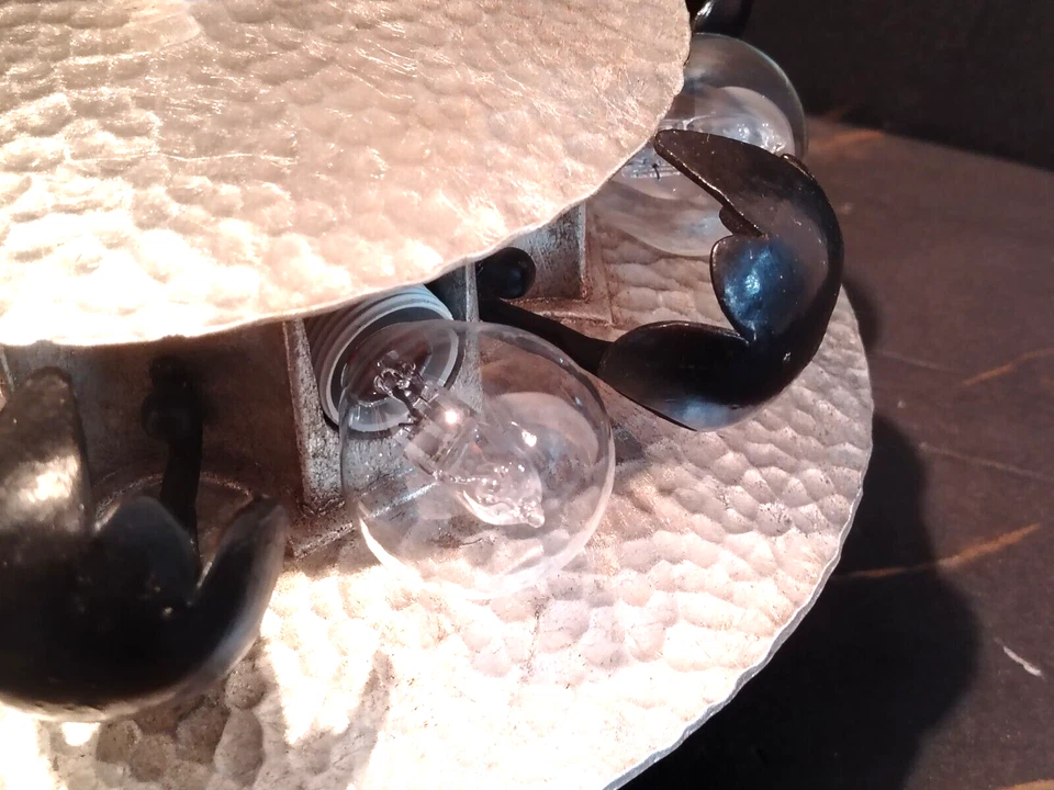 PLAFONNIER BANCI FIRENZE, ARGENT, HOLLYWOOD REGENCY, Ø 28 CM, FABRIQUÉ EN ITALIE - Photo 3/4