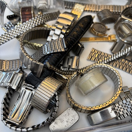 Vintage Trödel Edelstahl Armband Uhrenarmbänder Lot Teile Erweiterung Reparatur Gehäuse - Bild 9 von 12