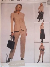 Classy OOP McCALLS 9097 JONES NY Zip-Front Jacket Pants & Skirt PATTERN 8-14-16