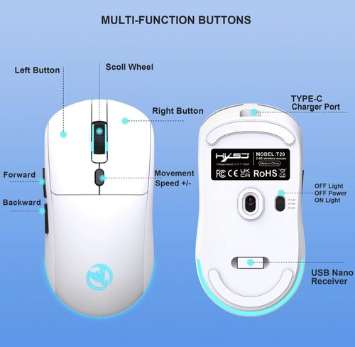RGB HXSJ Wireless Mechanical Membrane 60% Keyboard And Mouse For PC/PS4/PS5/Xbox - Picture 9 of 11