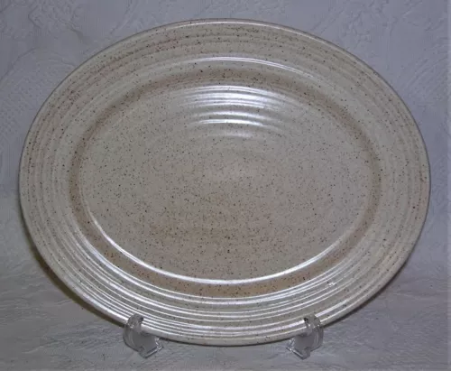 Vintage Churchill Homespun Stonecast Speckled 12" Oval Serving Platter - England
