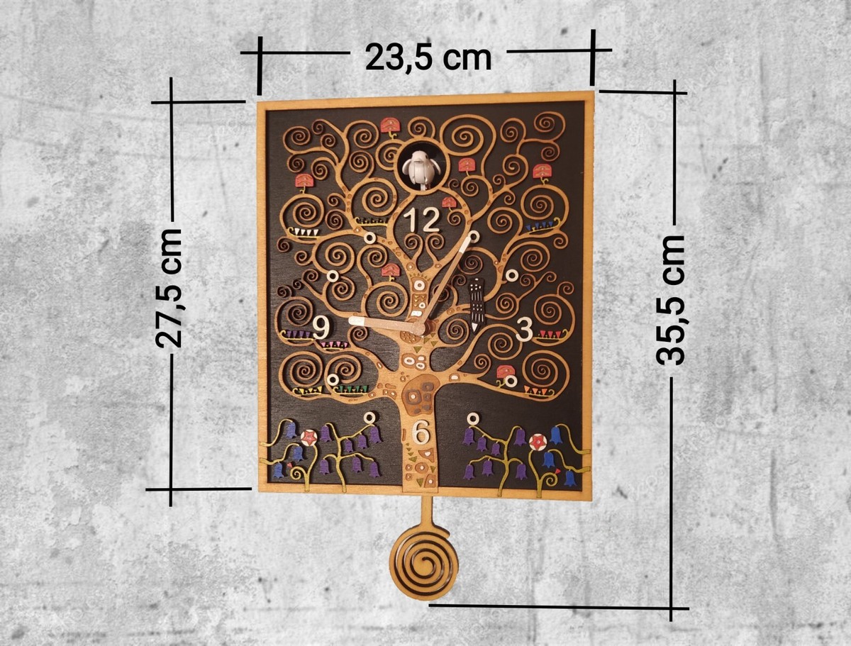 Kuckucksuhr Lebensbaum Klimt Wanduhr Pendel Schwarzwald Kunst