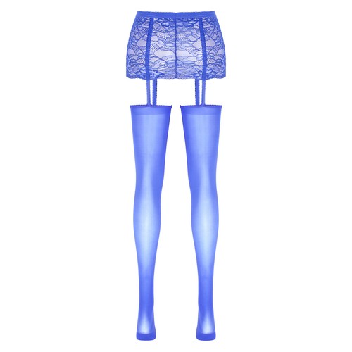 Minifalda de encaje transparente para mujer lencería con medias para cinturón de liga - Imagen 63 de 95