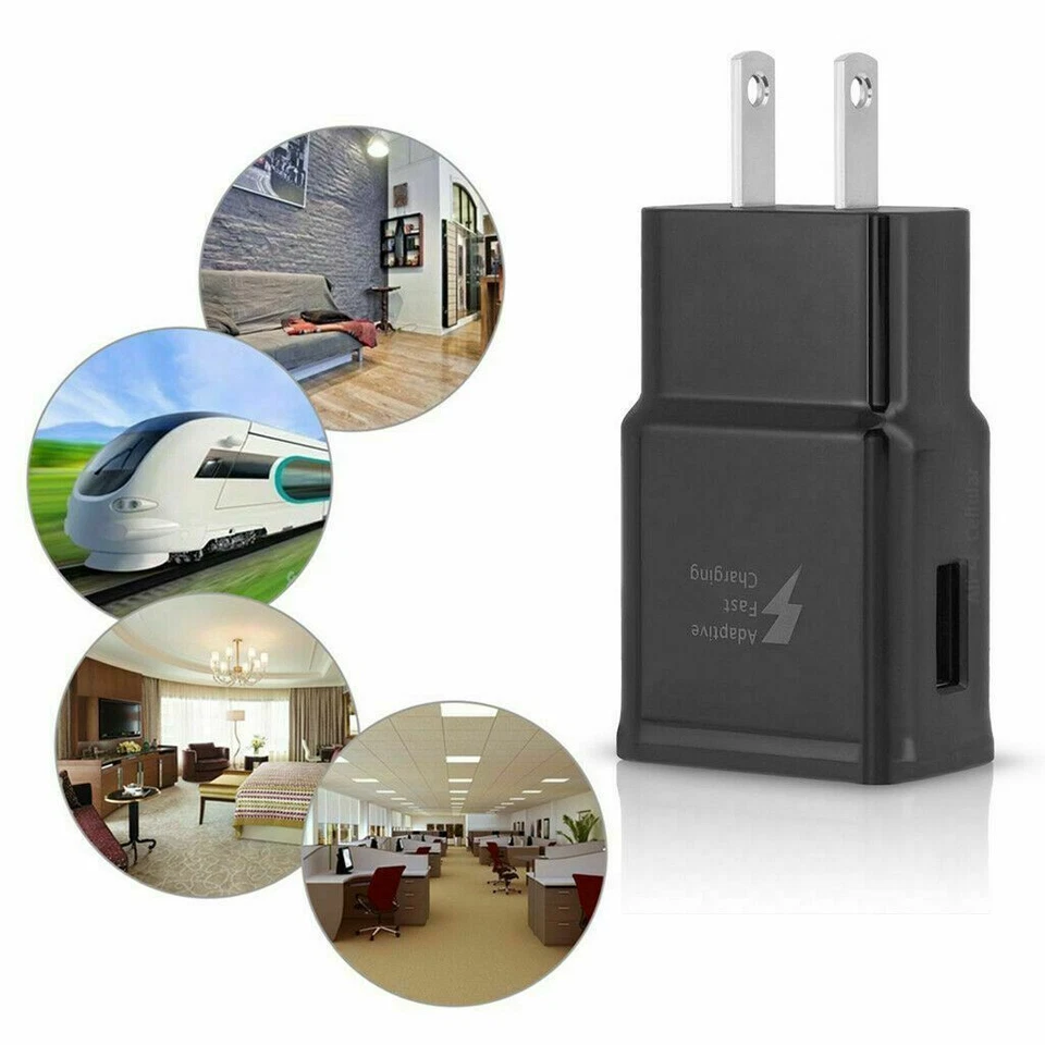 Cargador de pared USB negro para el hogar adaptador de CA enchufe de EE. UU. para teléfonos Samsung Galaxy LOTE LG Foto 3 de 4