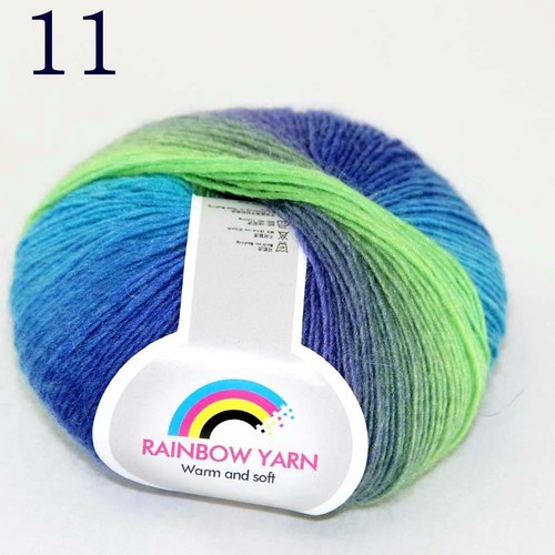 Hot Sale 2BallsX50gr Hand Shawls Rainbow Cashmere Wool Knitting Crochet Yarn 11 - Picture 4 of 5