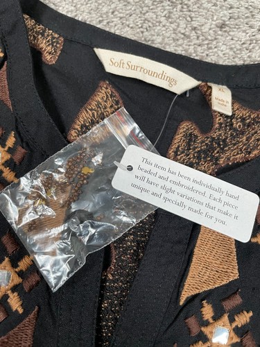 Soft Surroundings Dress Womens XL Geometric Beaded Studded Embroidered Boho NEW - Picture 4 of 10