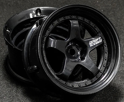 DS Racing 1/10 5 SPOKE RIMS Adjustable Offset Wheels BLACK / BLACK-2PCS #DE-005 - Picture 1 of 5
