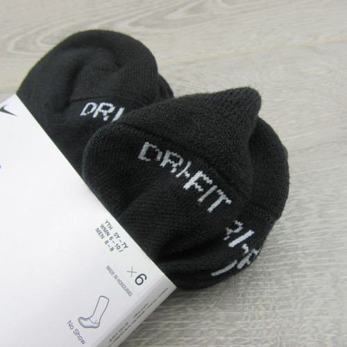 Nike Everyday Plus No Show Socks Black 6 Pack Women's 6-10 / Youth 5Y-7Y NEW - Picture 6 of 9