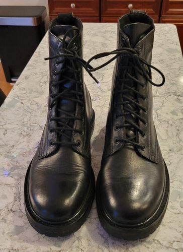 Men's Burberry Black Leather Boots Lace Up Combat 44.5 UK 10.5 US 11.5 RARE! - Picture 4 of 14