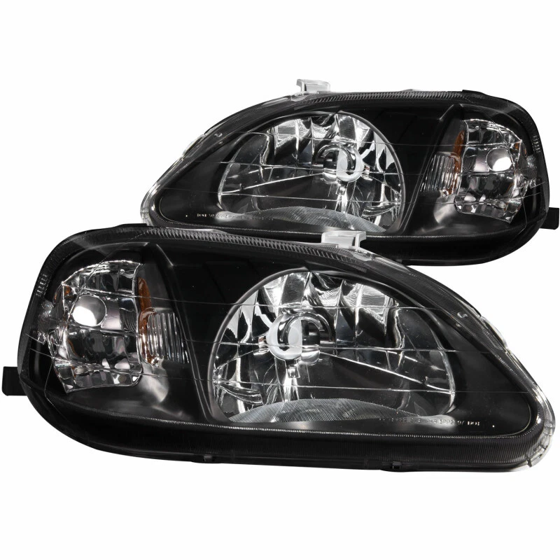 ANZO For 1999-2000 Honda Civic Crystal Headlights Black - Image 3 of 4