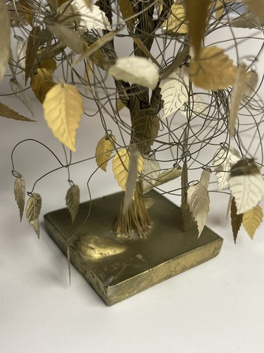 MCM DREAM TREE MID CENTURY TWISTED WIRE SCULPTURE GOLD LEAVES Dragonfly - Picture 9 of 12