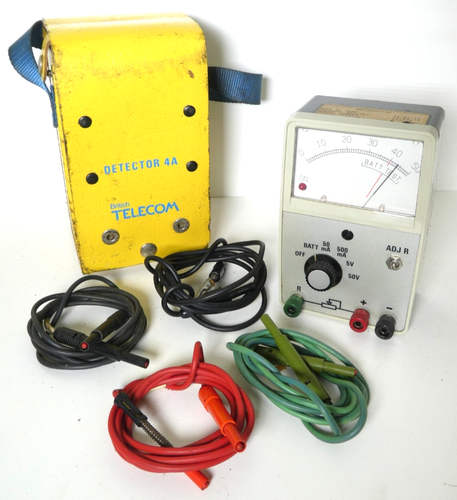 British Telecom Engineers Volt Amp Meter 4A GMS 901 Leather Pouch Wires 1991