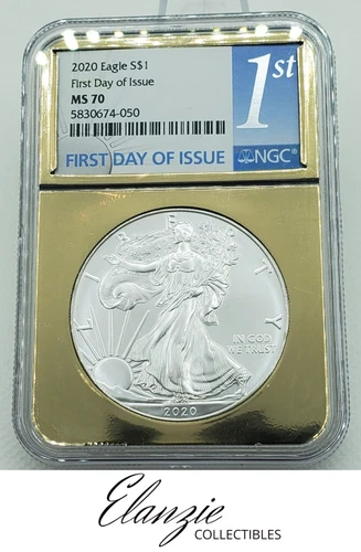 2020 American Silver Eagle First Day of Issue GOLD FOIL SLAB NGC MS70