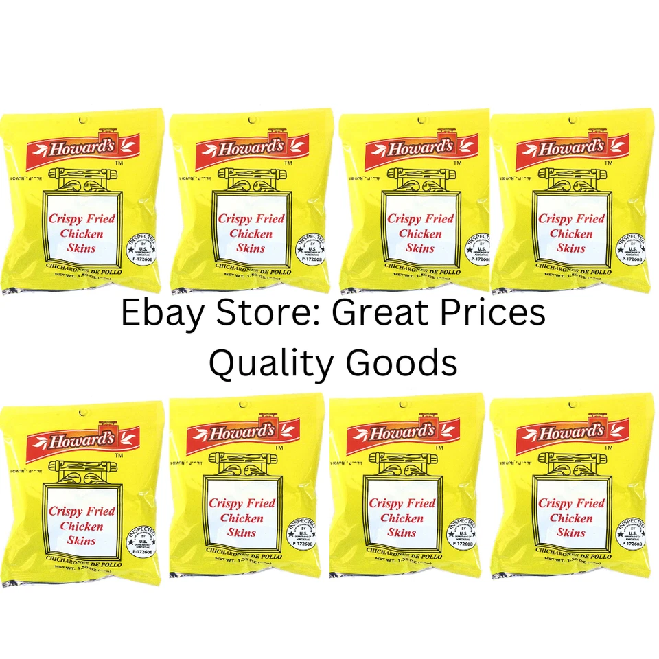 HOWARD’S Howards Crispy Fried Chicken Skins - Chicharrones de Pollo, 1.5oz, Pack of 8