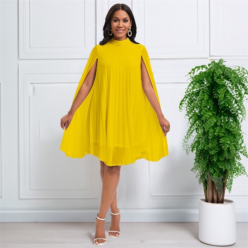 African Chiffon Women Evening Party Dress Loose Soild Color Hoilday Sundress New - Picture 65 of 72