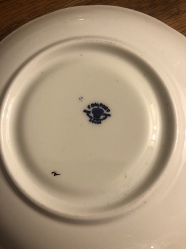 Lotto di 4 tazze e piattini Coalport blu cobslt con lacci su bianco - Foto 7 di 7