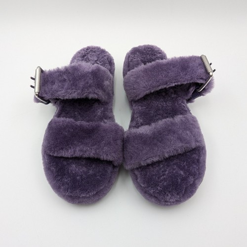 UGG Fuzz Yeah Sheepskin Sandals Women's Size 8 US Purple Fluffy Slippers - Picture 3 of 7