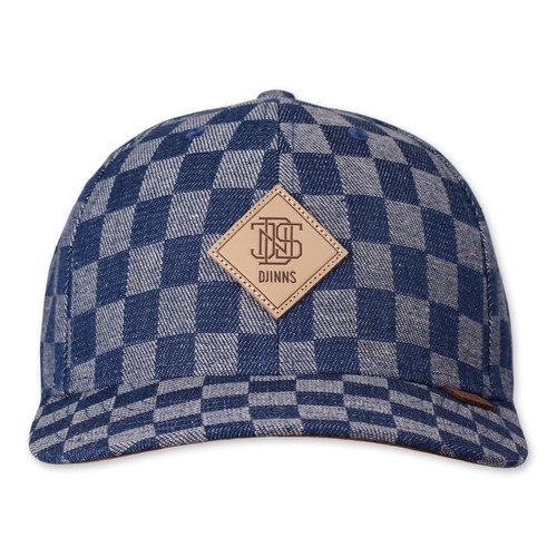 DJINNS Denim Check TrueFit Cap - Kappe Mütze Baseballcap Caps Meshcap Cappy Neu - Picture 3 of 4