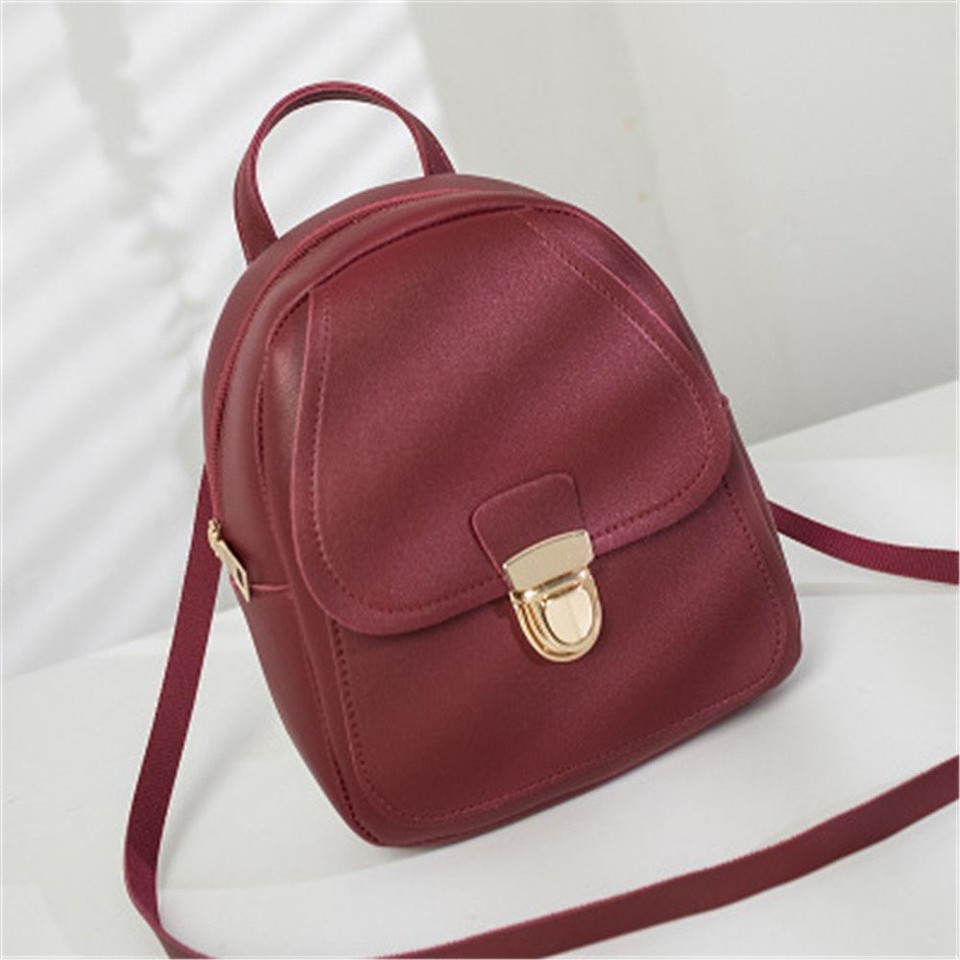 Small Bagpack Women PU Leather Shoulder Bag School Backpack Mini