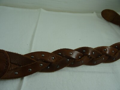 Abercrombie Studded Braided BOHO Brown Leather Belt 36 display picture 3