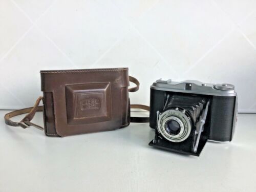 Vintage klappkamera Agfa Isolette V Vario mit Ledertasche