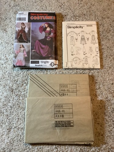 Simplicity SEWING PATTERN 9966 MEDIEVAL COSTUME Bar Wench PIRATE Size 6-12 UNCUT - Picture 3 of 3