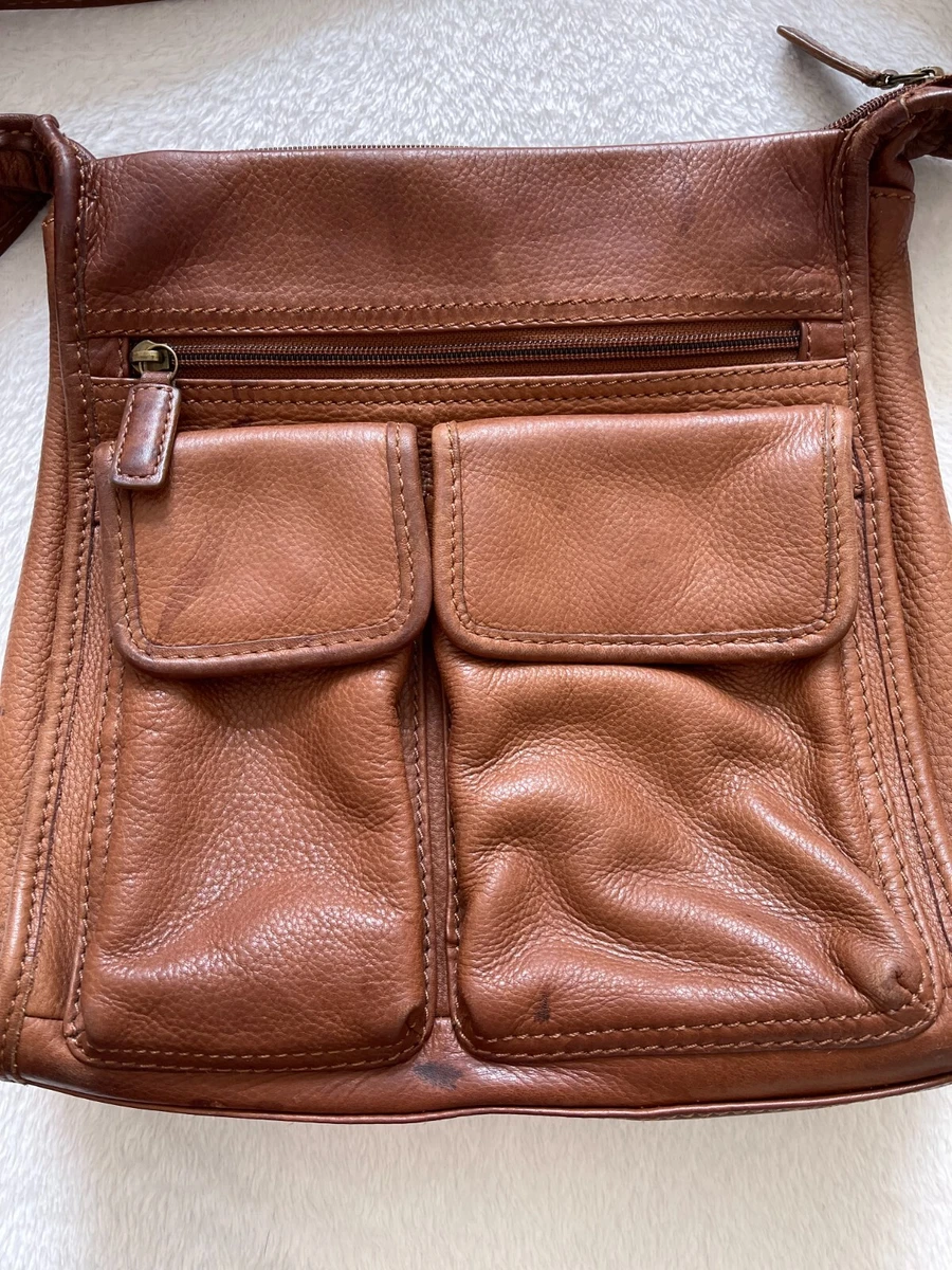 Fossil 1954 Classic #75082 Vintage Tan Genuine Leather Shoulderbag 