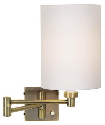 Modern Swing Arm Wall Lamp Antique Brass Plug-In Fixture ...