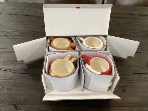 Pottery Barn Kids Christmas Winter Santa Deer Rudolph Shaped Mugs Set of 4 NIB - Picture 3 of 6