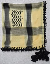 Unisex Tan Beige Black Shemagh Head Scarf Neck Wrap Cotton Face Cover Military