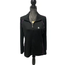 RBX Black Full Zip Jacket Womens Sz Large Purple Stitching Athleisure Sweatshirt