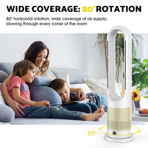 2-IN-1 Electric Portable Bladeless Tower Fan Cooler and Heater White & Gold - Picture 3 of 7