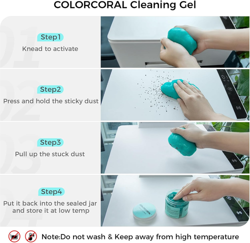 COLORCORAL Pack de 2 Gel Nettoyeur de Poussière Universel pour Voiture Ventilation Clavier Nettoyage - Photo 7/12