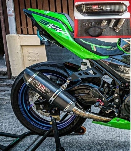 For Kawasaki Z/Ninja 250-300/400/650 Exhaust 2" Carbon Length 18 inches Slip-on - Picture 3 of 9
