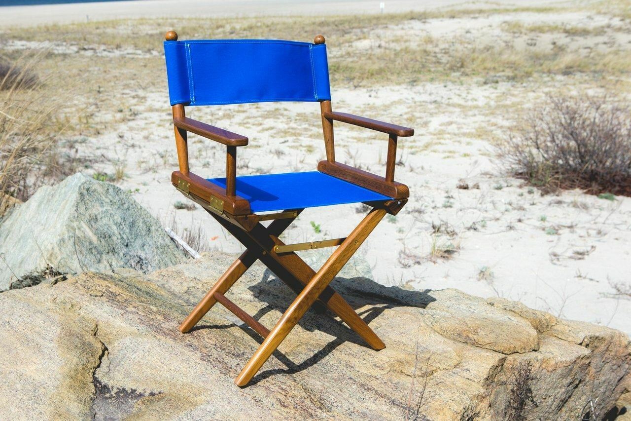 Teak Director's Chair with Pacific Blue Seat Covers