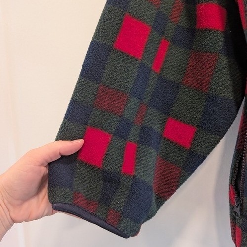 TRADER BAY Men's Red and Green Plaid Fleece Quarter Zip Jacket - Picture 5 of 10